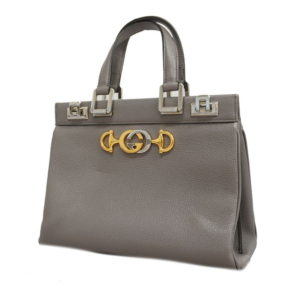 Gucci Zumi Leather Gray Silver Metal Fittings